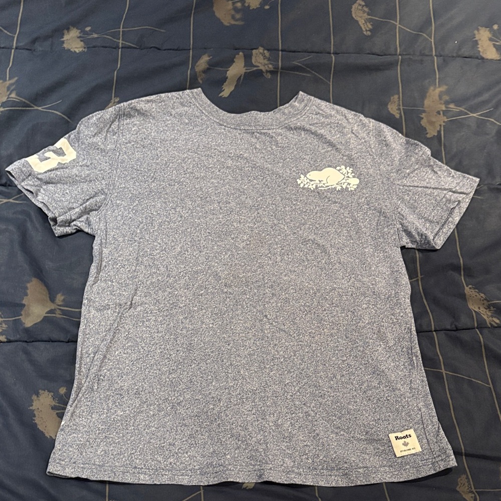 Kid’s Roots Heather Blue & Gray Short Sleeve Tee - size XXL (13/14)